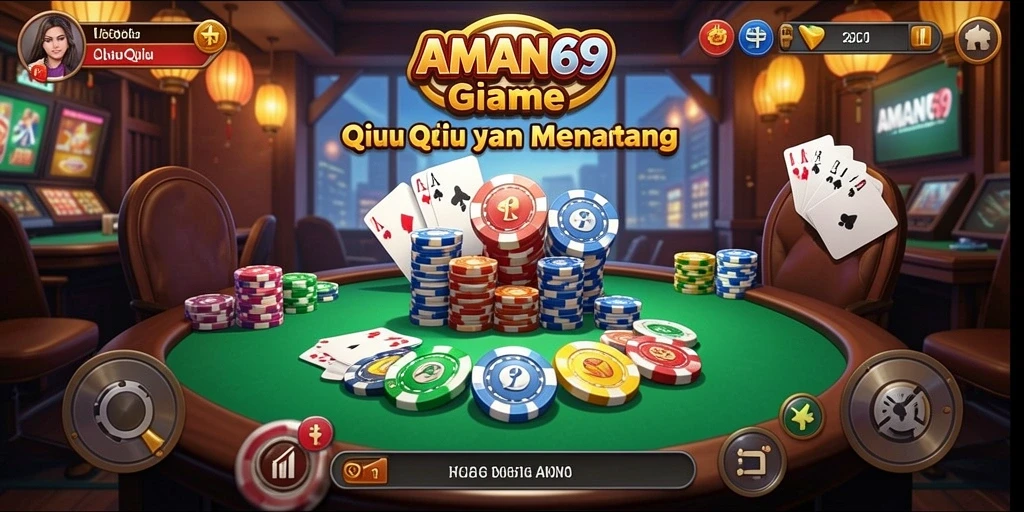 Tampilan gameplay QiuQiu yang seru dan mendebarkan di AMAN69.
