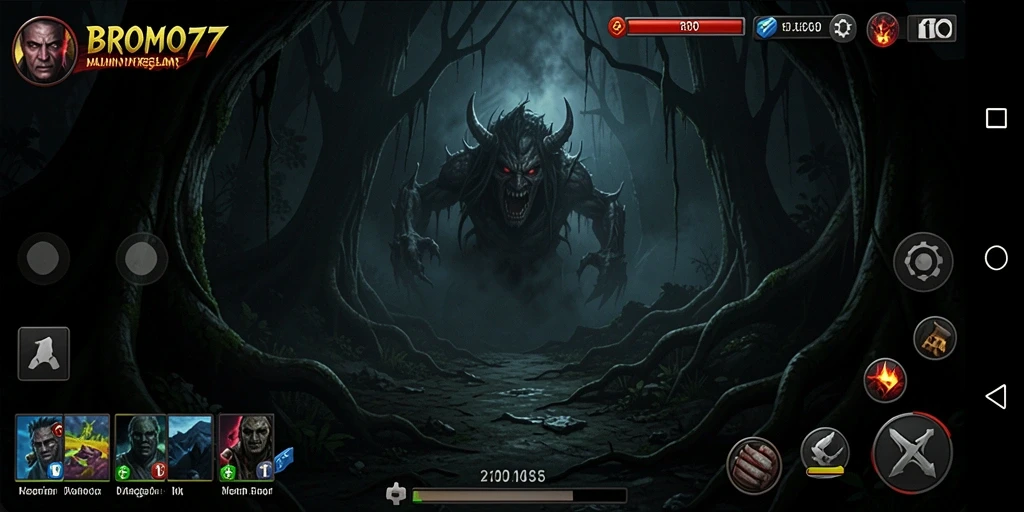 Tampilan gameplay BROMO77 yang menakutkan dan penuh ketegangan.