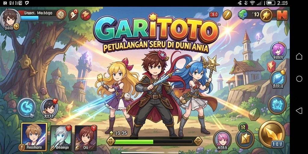 Tampilan gameplay GARITOTO yang menampilkan aksi karakter anime.