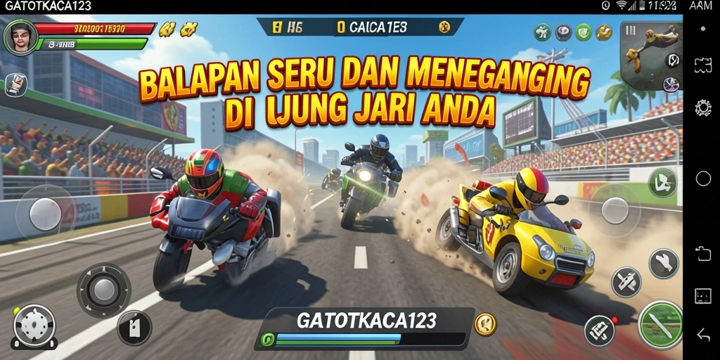 Screenshot menarik dari gameplay balapan GATOTKACA123.