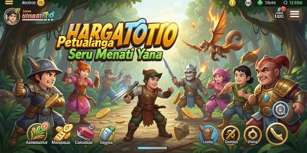 Screenshot gameplay HARGATOTO menggambarkan petualangan yang penuh warna dan tantangan.