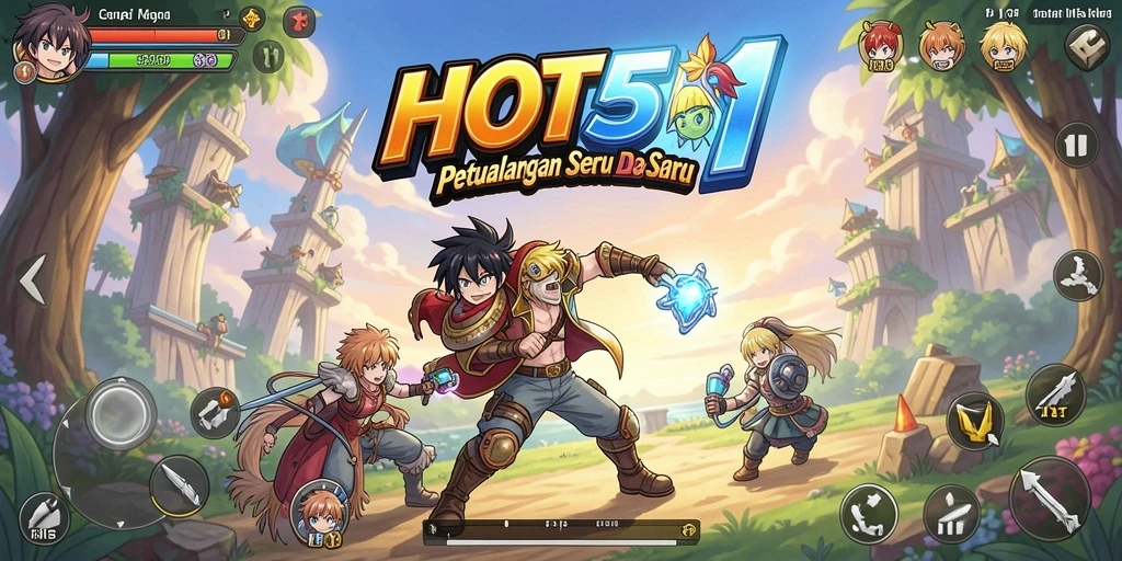 Gameplay HOT51 yang mengasyikkan dengan karakter anime yang dinamis.
