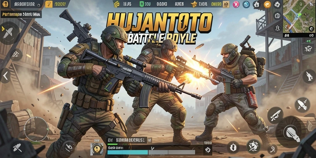 Tampilan seru pertarungan di arena <strong>HUJANTOTO</strong> dengan gameplay strategi.
