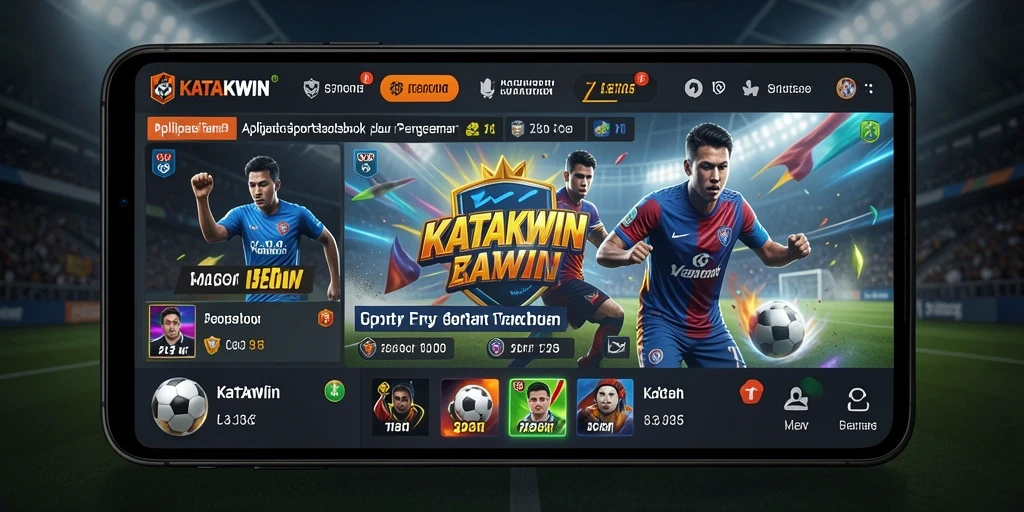 Tampilan menarik aplikasi KATAKWIN dengan gameplay Sportsbook yang seru.