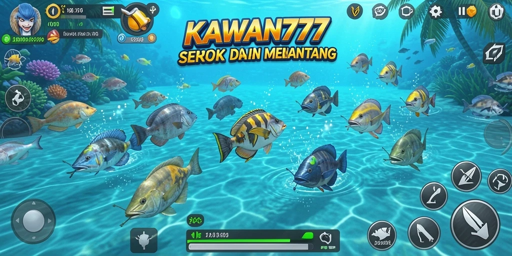 Screenshot KAWAN777 menampilkan aksi menembak ikan yang seru.