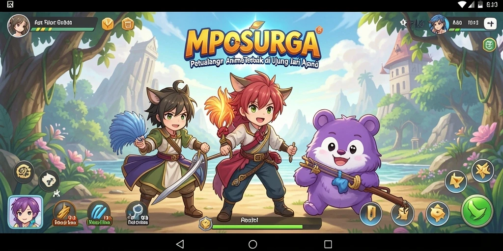 Tampilan gameplay MPOSURGA dengan aksi Anime yang mendebarkan.