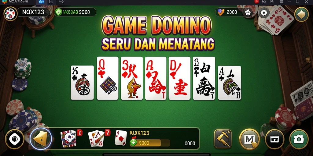 Tampilan gameplay seru di NOX123 dengan Domino klasik.