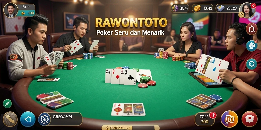Tampilan permainan Poker yang seru dan interaktif di RAWONTOTO.