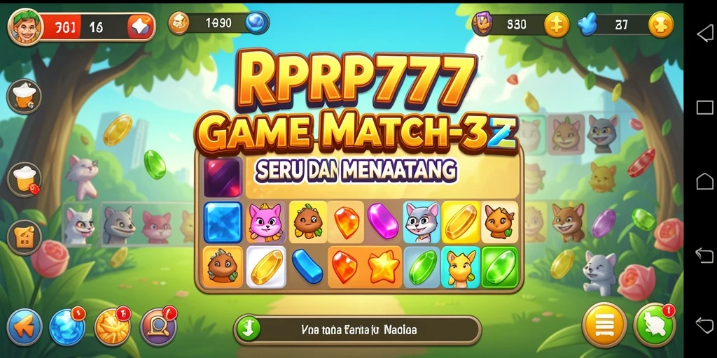 Tampilan gameplay RPRP777 dengan elemen Match-3 yang seru.