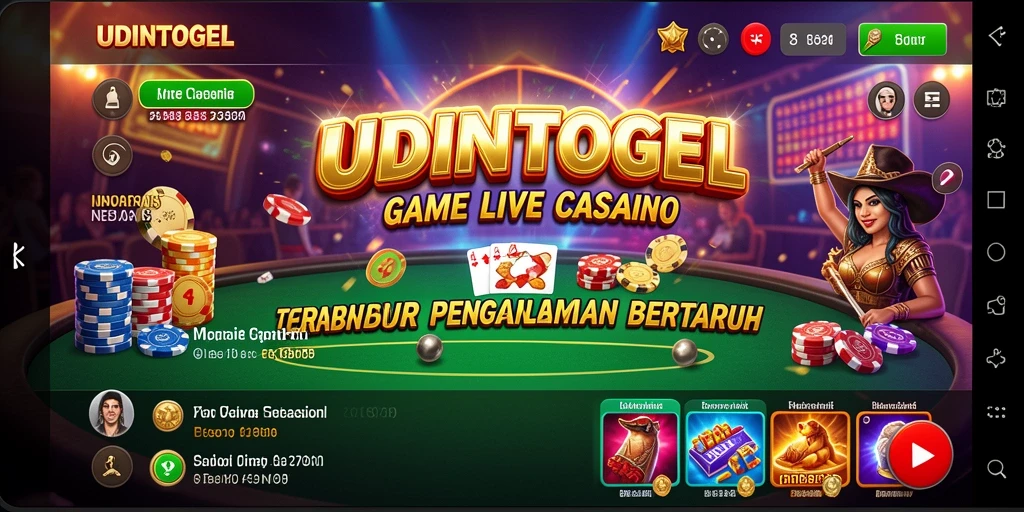 Screenshot gameplay dari UDINTOGEL yang menampilkan dealer langsung dan interaksi pemain.