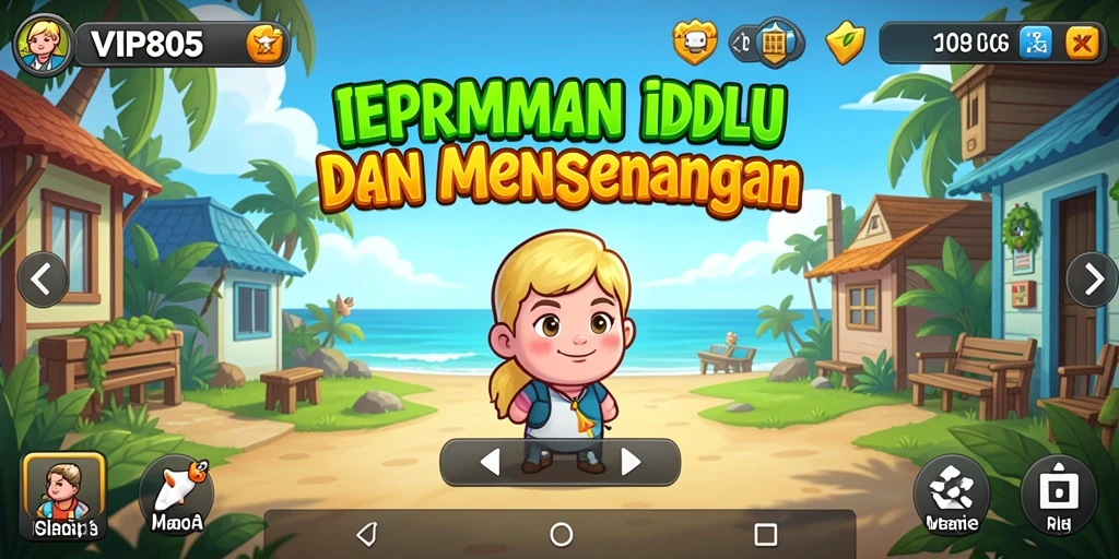 Screenshot gameplay VIP805 menampilkan karakter mengumpulkan sumber daya secara otomatis.