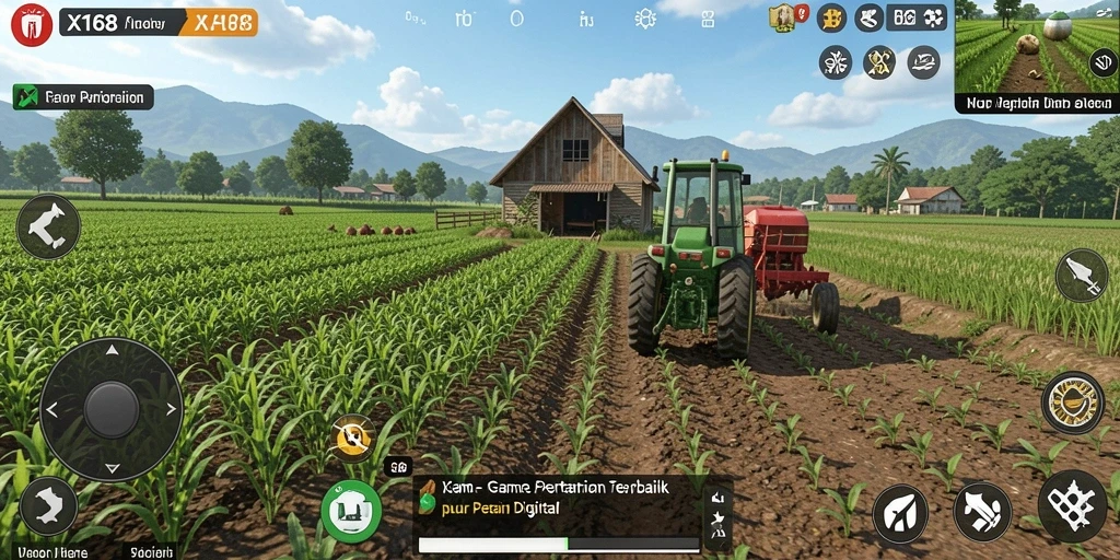 Tampilan gameplay X168 yang menarik dengan suasana pertanian yang menakjubkan.